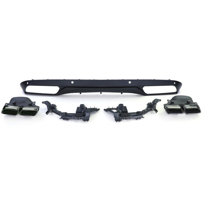 Diffusore Posteriore Sportivo con Terminali di Scarico Nero compatibile per Mercedes W205 Berlina 14-18