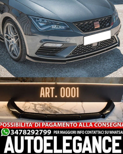 SPOILER SOTTO PARAURTI ANTERIORE LAMA SEAT LEON 5F 2017+ CUPRA FR NERO SPLITTER