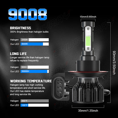 For Ford Mustang V6 2005-2011 2012 LED Combo Headlight Fog Light Bulb Kit 8000K 