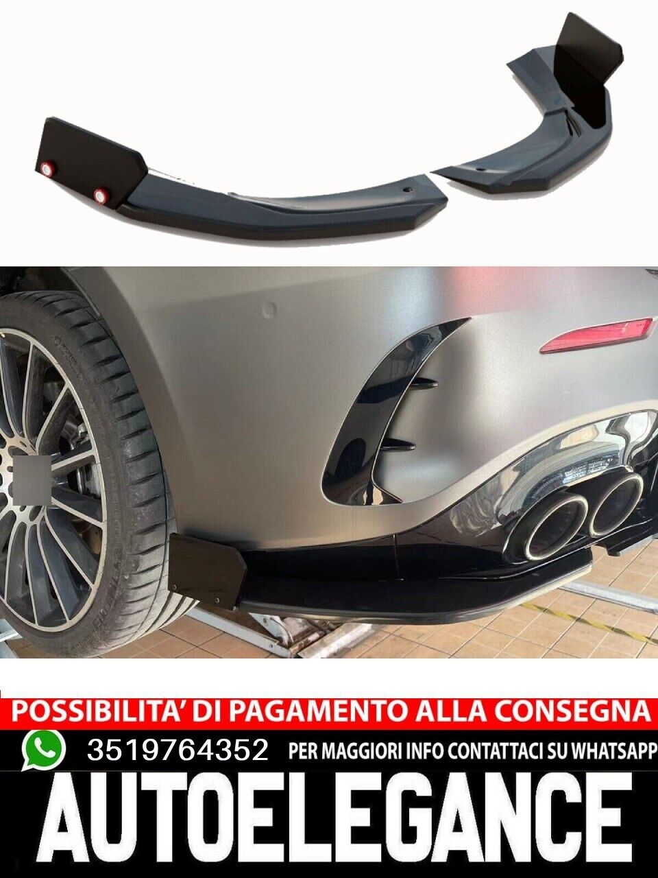 Spoiler posteriore angolare diffusore adatto per Mercedes W177 A45 S nero