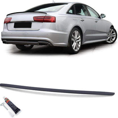 Matte Black Sport Rear Spoiler Lip for Audi A6 C7 Sedan 11-18 