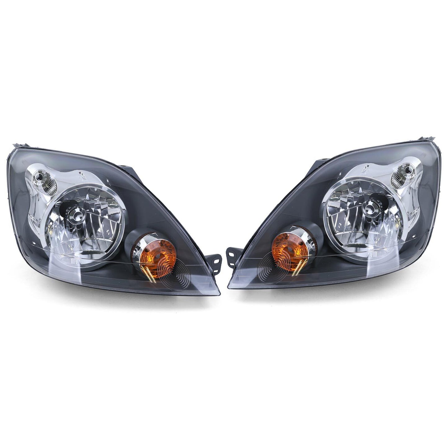 Fari anteriori H4 neri con coppia motore per Ford Fiesta JH JD 05-07