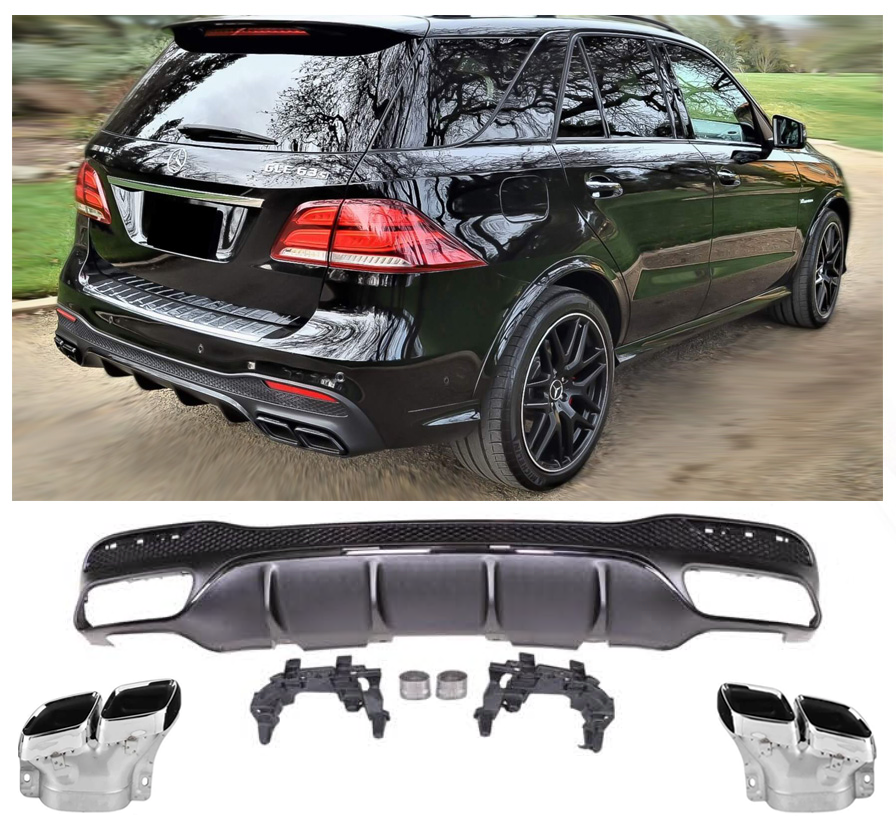 Per Mercedes W166 CLASSE GLE Diffusore + Paraurti Scarico 2x2 (CROMATO) GLE 63