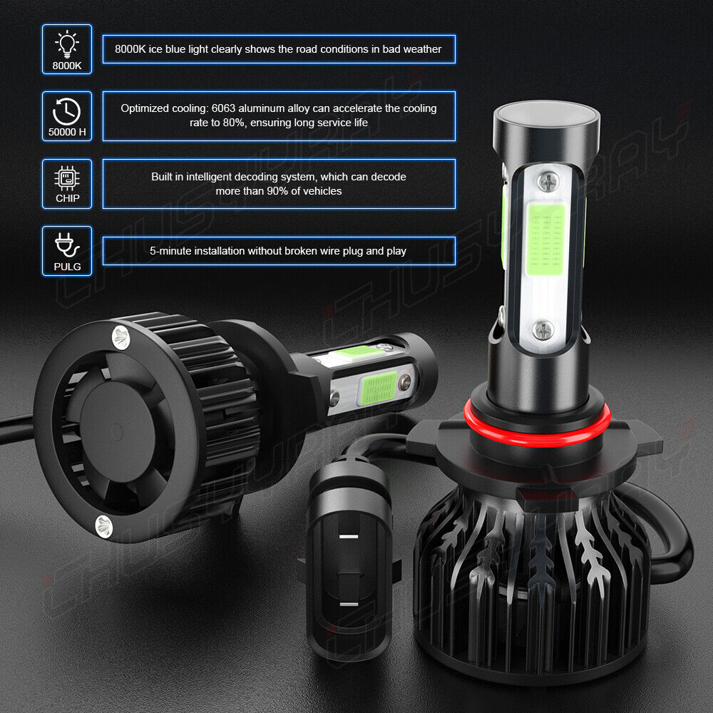 For Chevy Silverado 1500 2500 HD 2007-2015 8000K LED headlights + fendin bulb KIT 