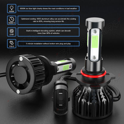 For Chevy Silverado 1500 2500 HD 2007-2015 8000K LED headlights + fendin bulb KIT 