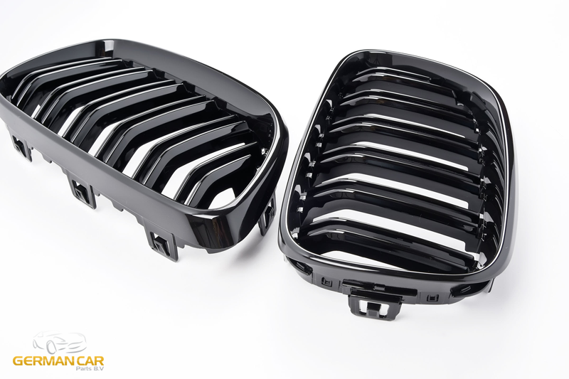 SUITABLE FOR BMW 2 SERIES F22 F23 F87 RADIATOR GRILLE DOUBLE STRIPE GLOSS BLACK