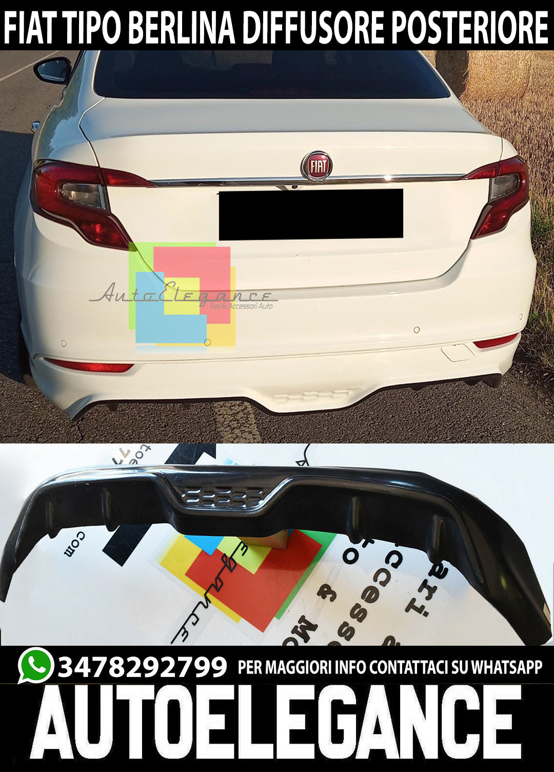 spoiler posteriore + diffusore adatti per fiat tipo berlina