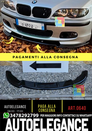 0640 ⭐ BMW Serie 3 E46 M3 Lama Sotto Paraurti ABS Nero Lucido Separatore ⭐
