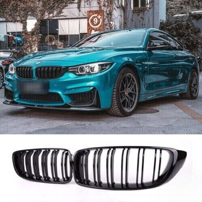 GRIGLIA ADATTA PER BMW SERIE 4 F32 F33 F36 DOPPIA FASCIA LOOK NERO LUCIDO