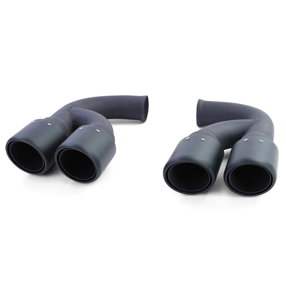 💫 Doppi Tubi di Scarico Neri in Acciaio Inox per Porsche Cayenne 92A 3.0 💫