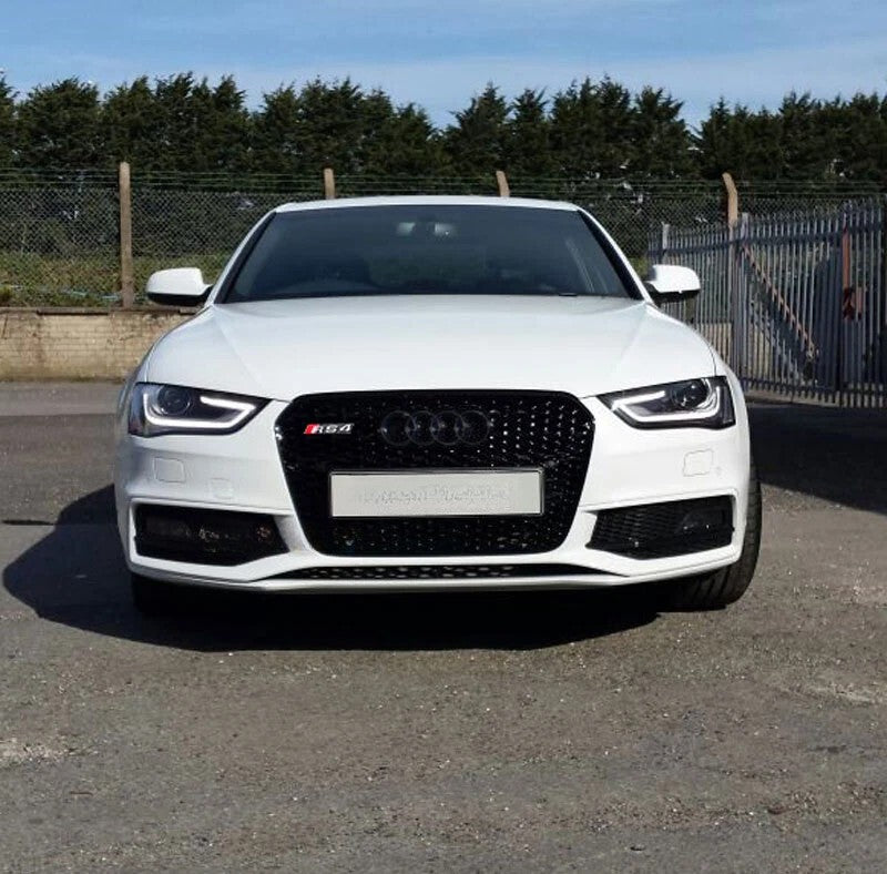 🔥ART.5629 GRIGLIA ANTERIORE A NIDO D’APE NERO LUCIDO PER AUDI A4 B8.5 13–15🔥