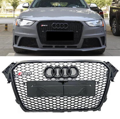 🔥ART.5629 GRIGLIA ANTERIORE A NIDO D’APE NERO LUCIDO PER AUDI A4 B8.5 13–15🔥