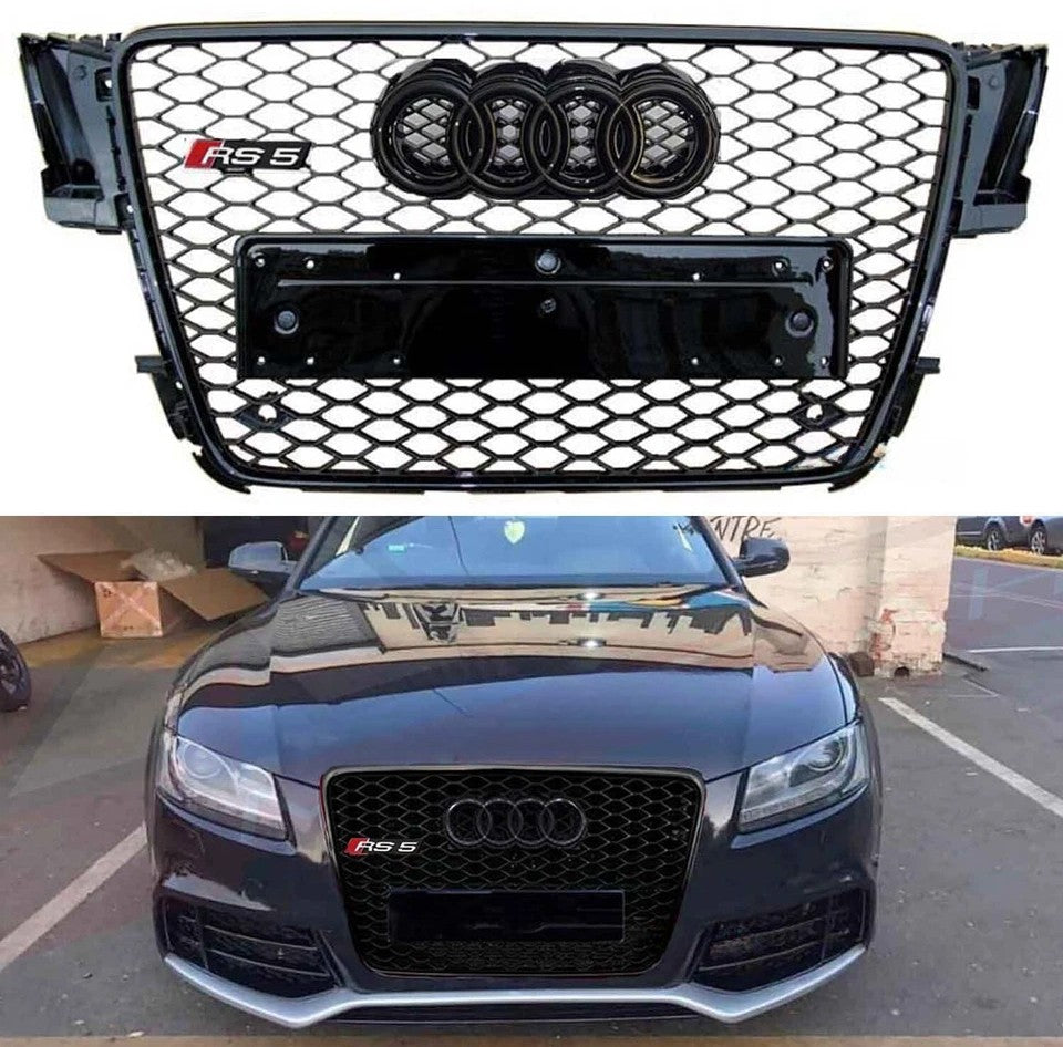 🔥ART.5710 GRIGLIA ANTERIORE RS5 NERO LUCIDO PER AUDI A5 B8 8K 2007–2011🔥