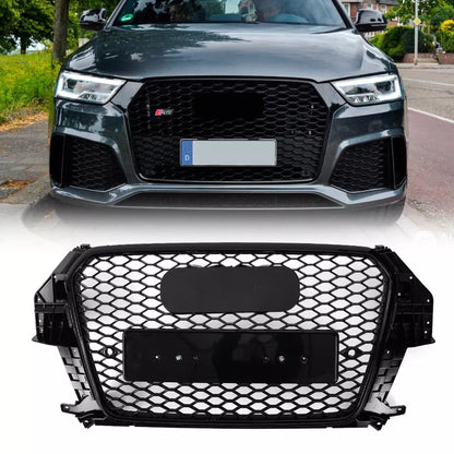 🔥ART.6080 GRIGLIA ANTERIORE RSQ3 A NIDO D’APE NERO LUCIDO PER AUDI Q3 13–16🔥