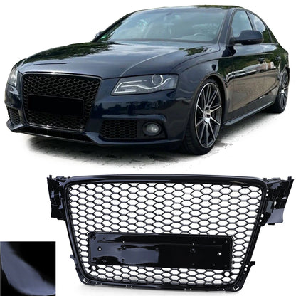 🔥ART.6110 GRIGLIA ANTERIORE A NIDO D’APE NERO LUCIDO PER AUDI A4 B8 8K 07–11🔥