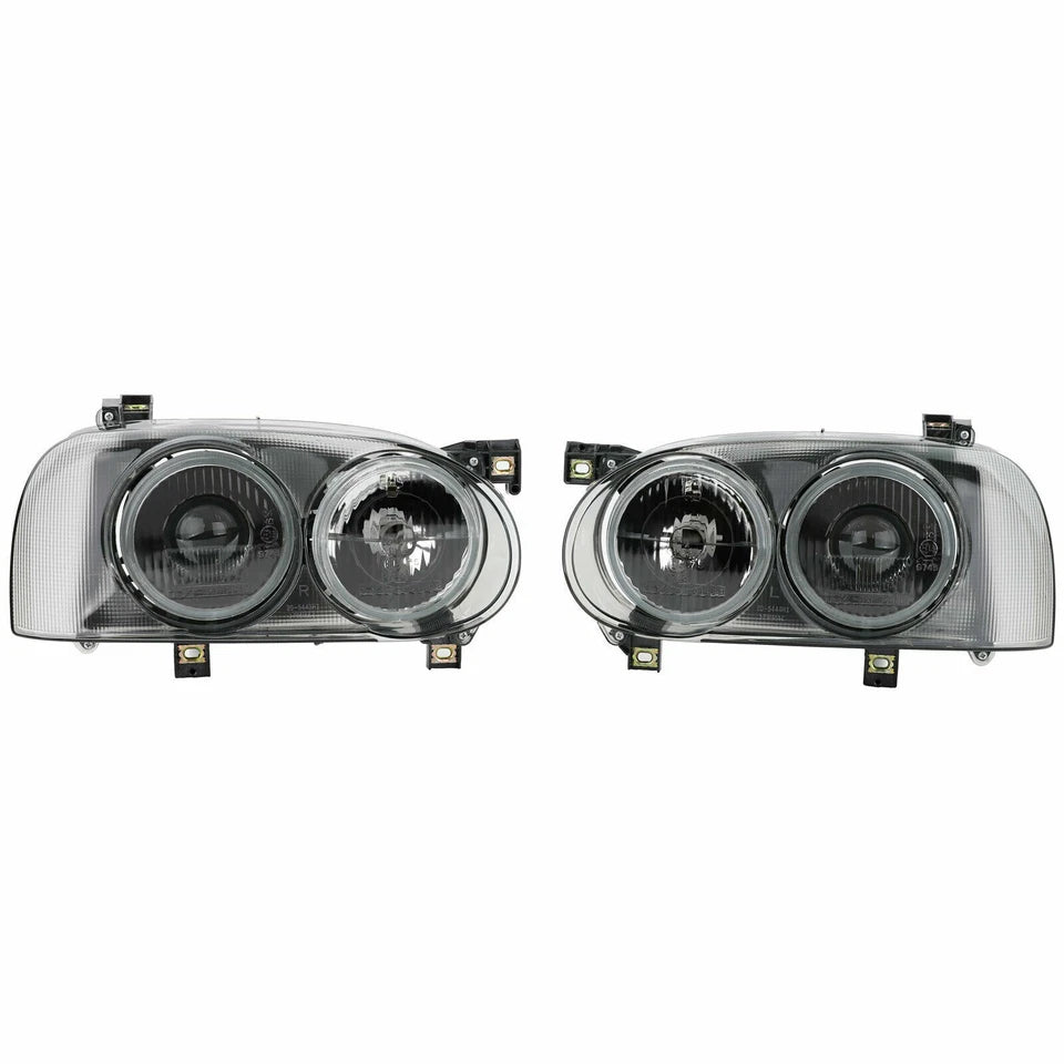 COPPIA FARI ANTERIORI VW GOLF 3 ANGEL EYES VETRO 91-97
