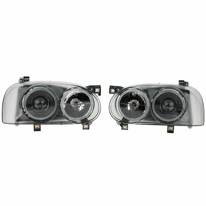 COPPIA FARI ANTERIORI VW GOLF 3 ANGEL EYES VETRO 91-97