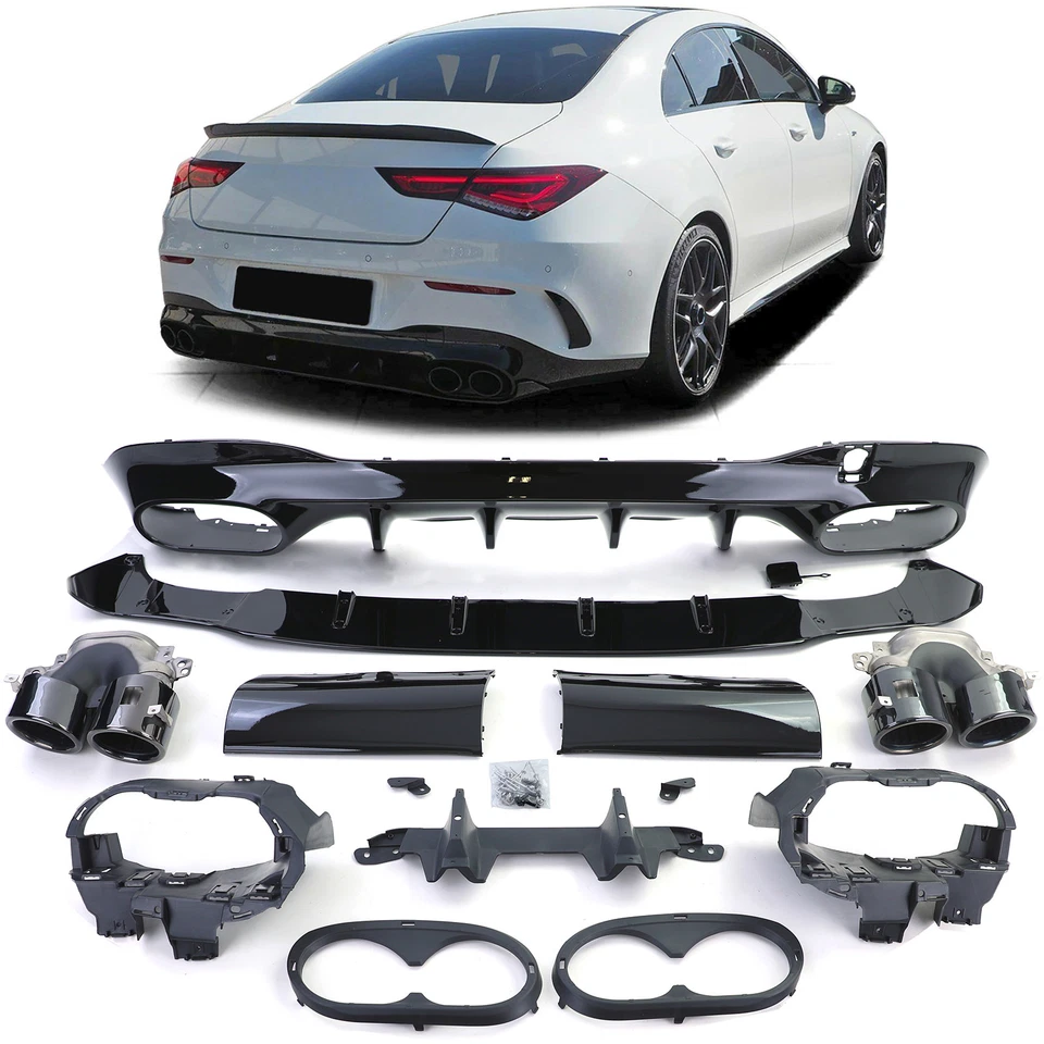💕Diffusore Posteriore Sport con Terminali di Scarico Nero per Mercedes CLA 💕