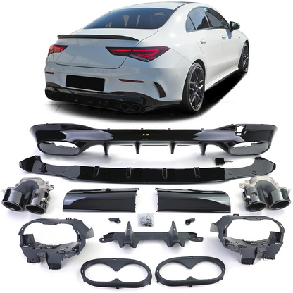 💕Diffusore Posteriore Sport con Terminali di Scarico Nero per Mercedes CLA 💕