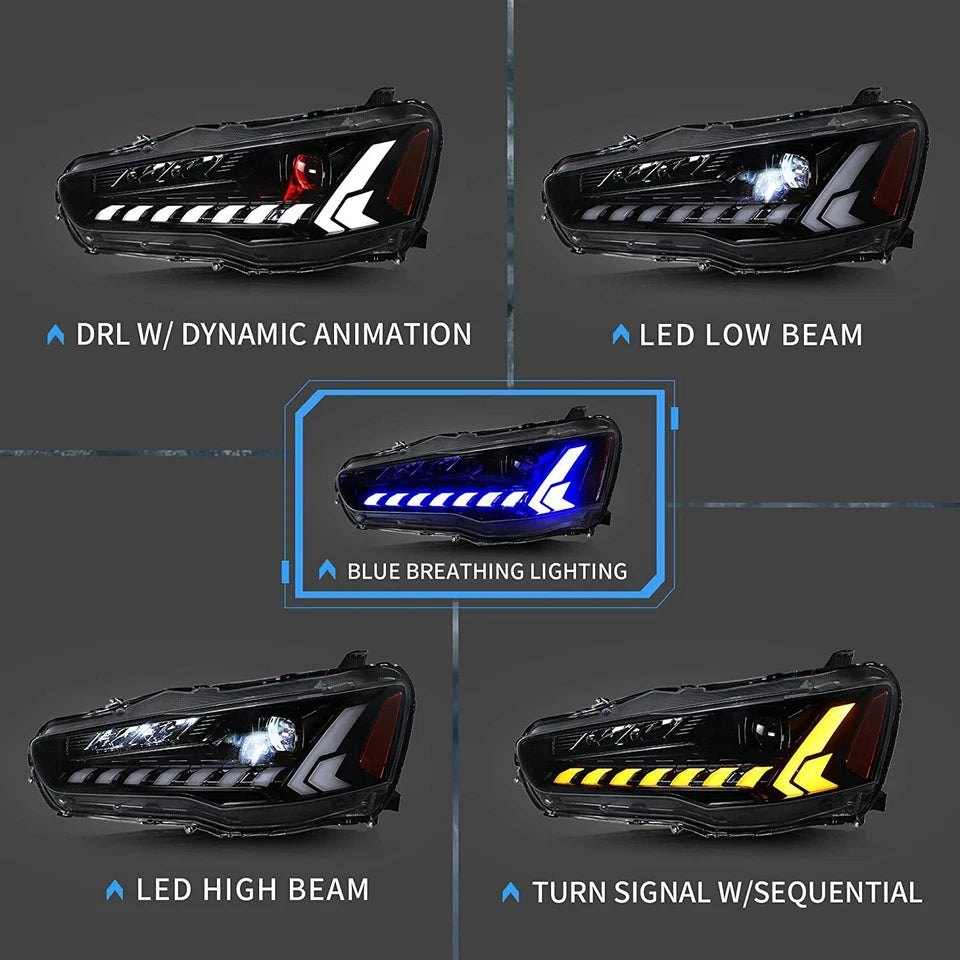 🔥Coppia Fari LED – Mitsubishi Lancer & EVO X (2008–2020) 🔥