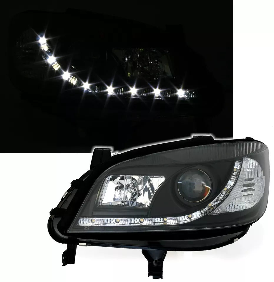 ⭐Pair of LED Headlights DRL Look for Opel ZAFIRA A 1999-2005 Daylight Black⭐