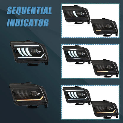 ⭐ART.2890 Fari Anteriori Full LED con Sequenziale – Ford Mustang (2005–2009)⭐