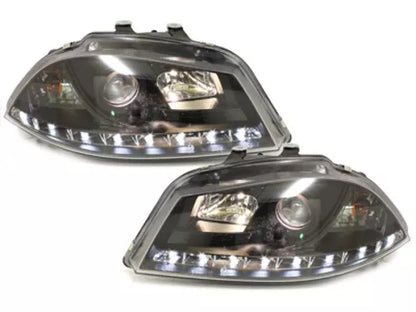 ⭐LED Headlights for Seat Ibiza 6L 04.2002-2008 DRL Black⭐ 