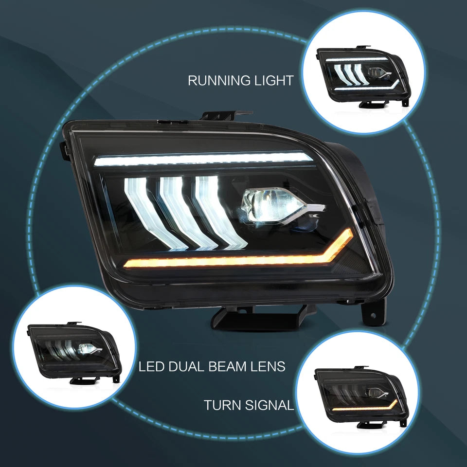 ⭐ART.2890 Fari Anteriori Full LED con Sequenziale – Ford Mustang (2005–2009)⭐