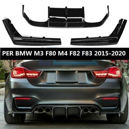 🔥DIFFUSORE ADATTO PER BMW M3 M4 F80 F82 F83 2014-2020 ABS NERO LUCIDO🔥