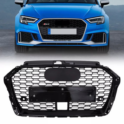 💫ART.5671 GRIGLIA NIDO D'APE NERO LUCIDO PER Audi A3 8V 2017-2020 LOOK RS3💫