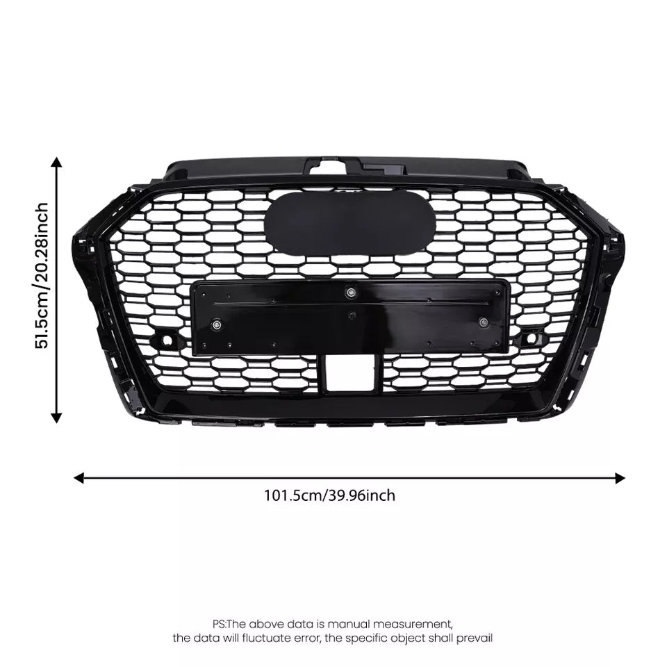 💫ART.5671 GRIGLIA NIDO D'APE NERO LUCIDO PER Audi A3 8V 2017-2020 LOOK RS3💫