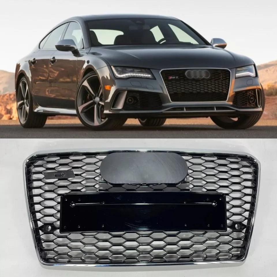 🔥ART.4337 GRIGLIA ANTERIORE NIDO D’APE STILE RS7 CROMATA NERA PER AUDI A7 4G🔥