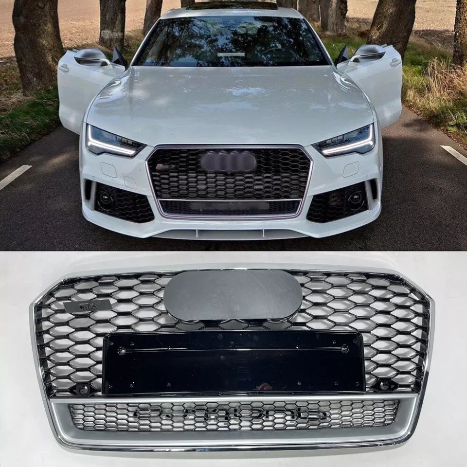 🔥ART.4352 GRIGLIA RS7 LOOK CROMO NERA PER AUDI A7 4G 2015+ FACELIFT🔥