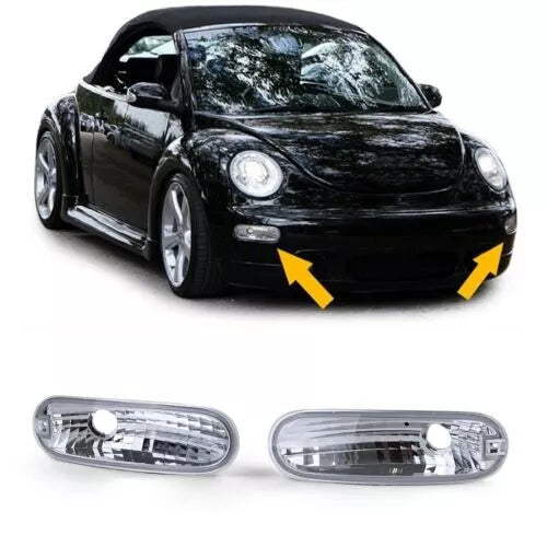 Indicatori anteriori in vetro trasparente cromati per VW New Beetle 98-06