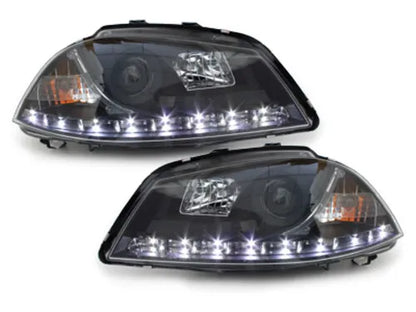 ⭐LED Headlights for Seat Ibiza 6L 04.2002-2008 DRL Black⭐ 