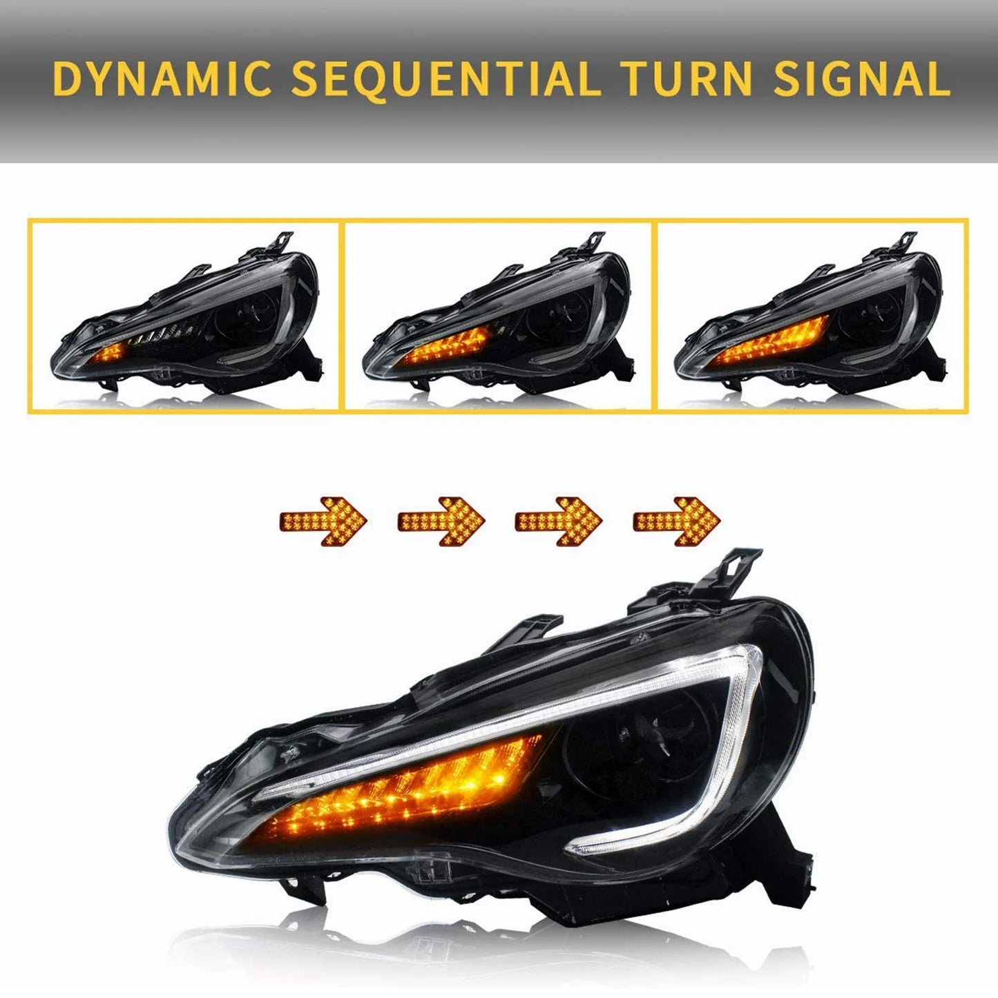 Set di fari per proiettori a doppio raggio e luci posteriori completamente a LED per Toyota 86 GT86 2012-2020 Subaru BRZ 2013-2020 Scion FR-S 2013-2020 (Edizioni LHD e RHD sui fari. Stili rossi chiari e fumé sui fanali posteriori)