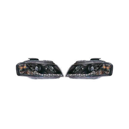 ⭐Set fari Anteriore TRASPARENTE/NERO Adatto Per Audi A3 03-08 ⭐