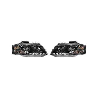 ⭐Set Front Headlights KLARGL. BLACK Suitable For Audi A3 03-08⭐