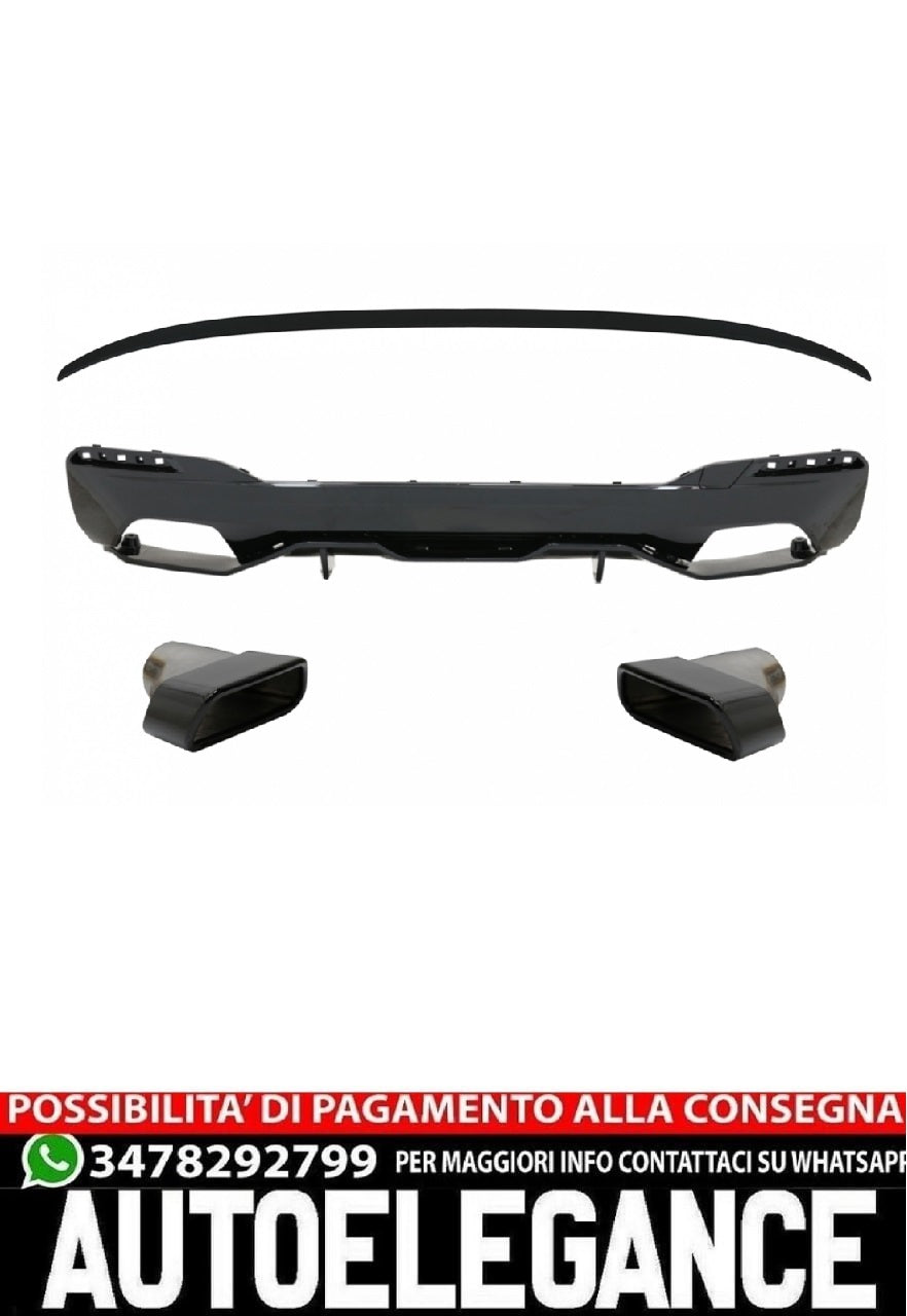 Diffusore con terminali di scarico nero e spoiler adatto per BMW Serie 5 g30