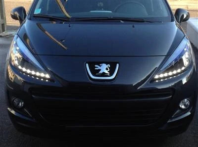 ⭐FARI ANTERIORI ADATTO PER PEUGEOT 207 2006-2012 NERI DRL LED⭐