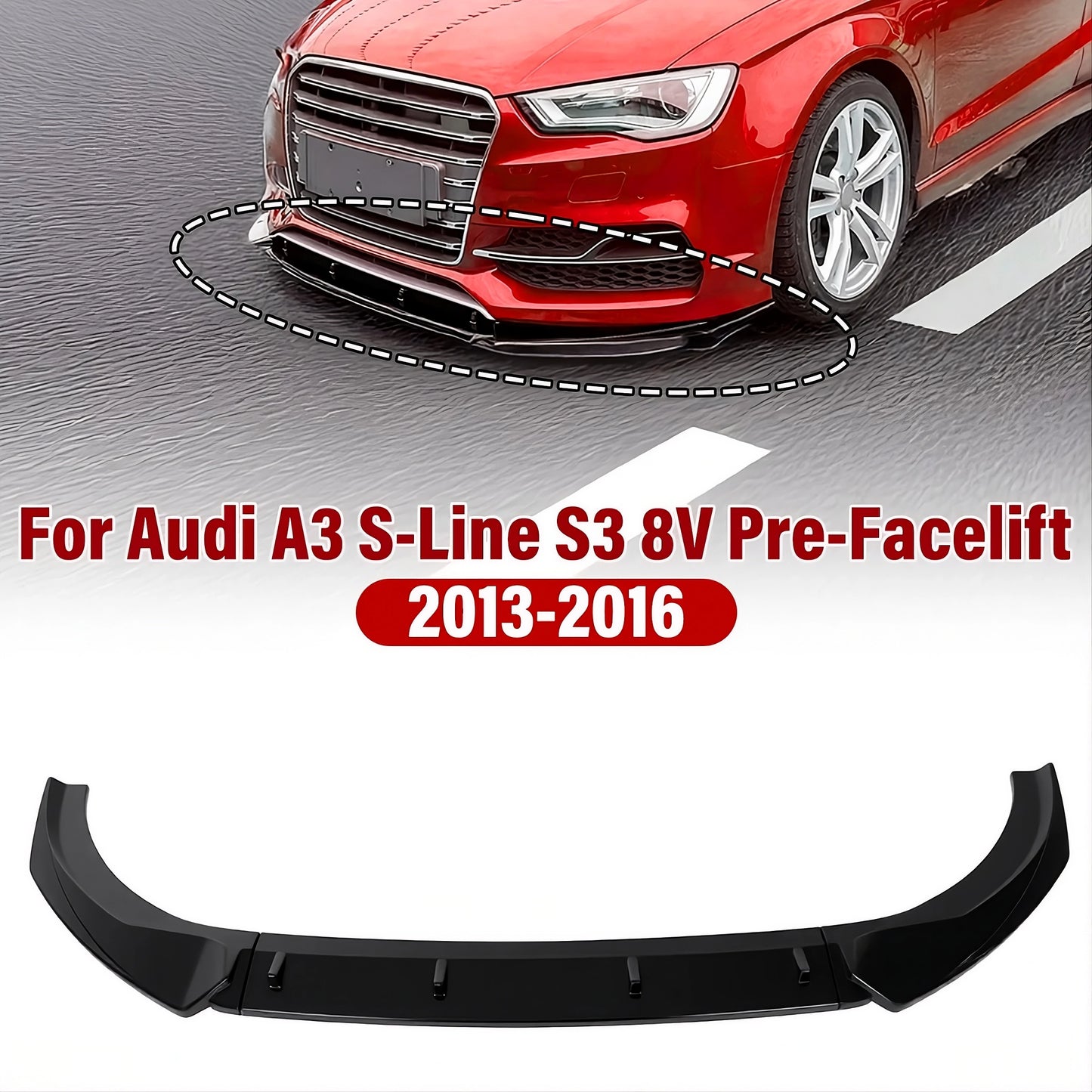 💫ART.8484 Splitter Anteriore Per Audi A3 S-Line S3 8V Pre-Facelift 2013-2016💫
