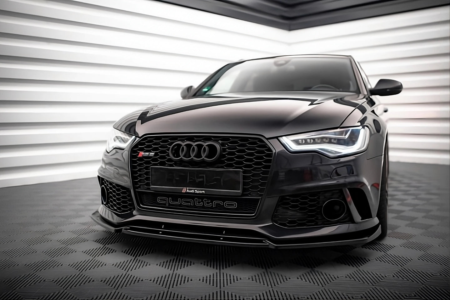 💫Splitter Anteriore Street+ adatto per Audi A6 RS6 Look C7 nero lucido💫