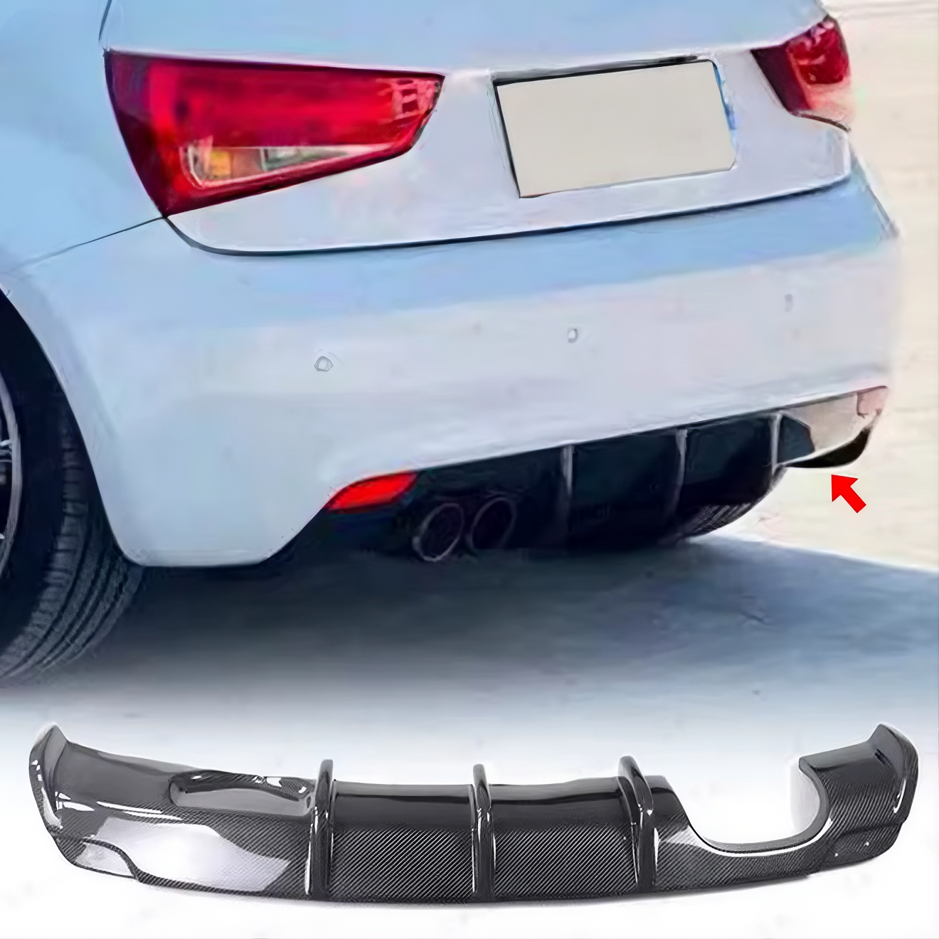 💫ART.8267 Diffusore Posteriore Singolo Uscita Look Carbonio per Audi A1 2011-2014💫