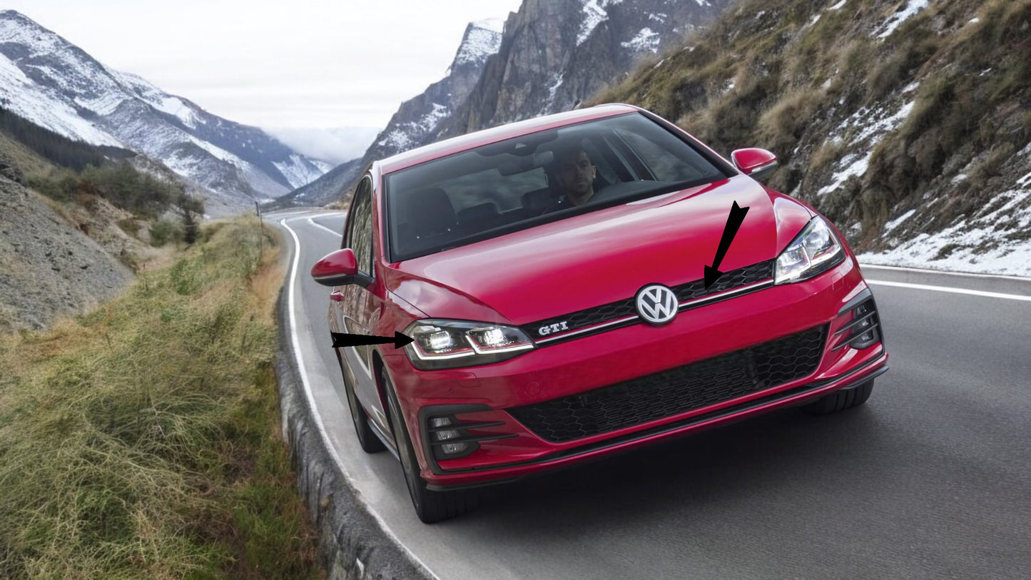 😍Griglia per VW Golf 7.5 Facelift 2017+ GTI Look RHD Fari LED Luci Dinamiche😍