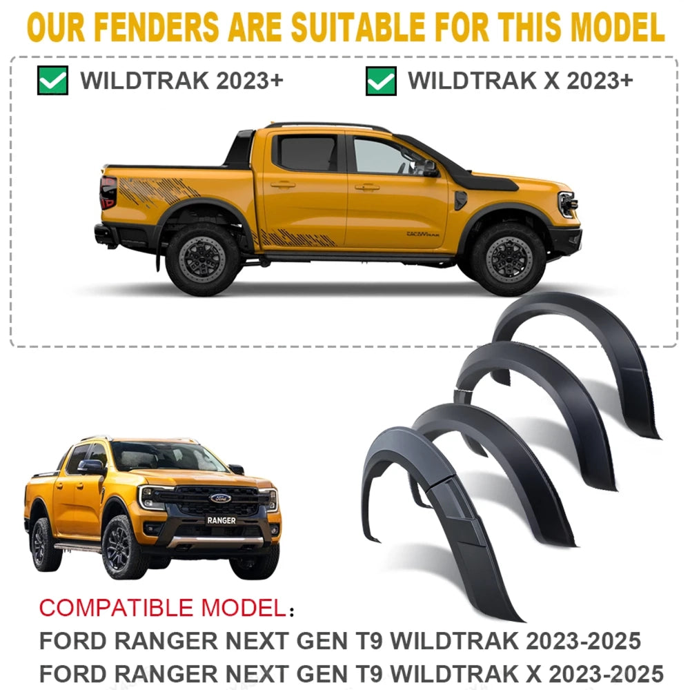 💫ART.8470 Parafanghi Allargati da 5'' per Ford Ranger NEXT-GEN T9 Wildtrak 2024+💫