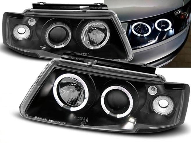 💫ART.9185 Fari Anteriori "ANGEL EYES" Neri per VW PASSAT B5 3B 96-00💫