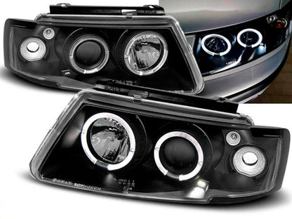 💫ART.9185 Fari Anteriori "ANGEL EYES" Neri per VW PASSAT B5 3B 96-00💫