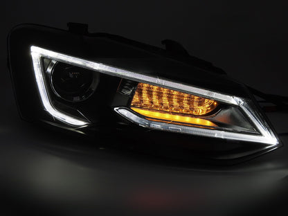 💫ART.9349 FARI ANTERIORI NERI LED PER WW POLO V 2009-2017💫