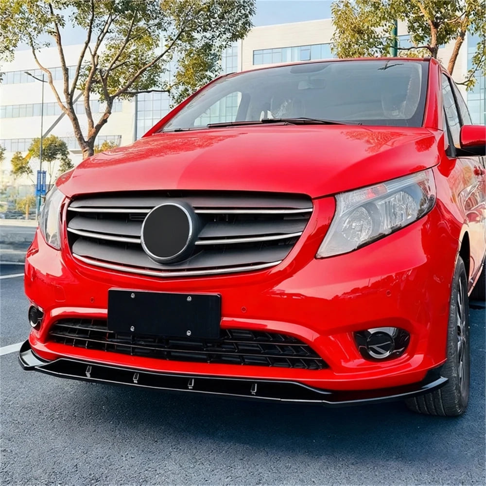 💫ART.8593 3pz Splitter Anteriore Per Mercedes Classe V 2016-2023 Nero Lucido💫
