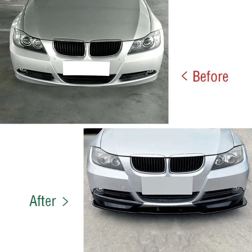 💫ART.8610 Splitter Anteriore Nero Lucido Per BMW Serie 3 E90 E91 2005-2008 Pre-Facelift💫